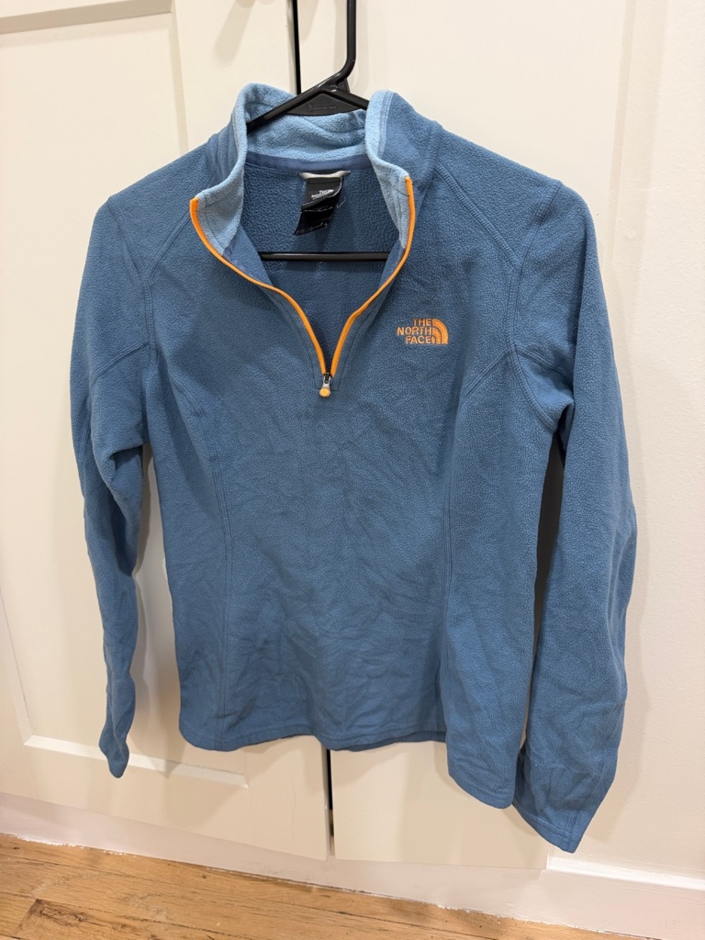 The North Face Powder Blue Quarter-Zip Fleece with Orange Accents